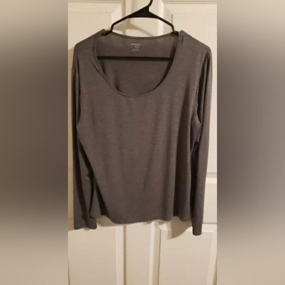 Danskin Now Top Womens XXL Gray Active Athletic Long Sleeve